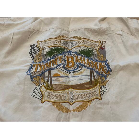 Tommy Bahama Shirt High Class Hotel 100% Silk Rayon Camp Shirt Men's XL Cream - Picture 2 of 7